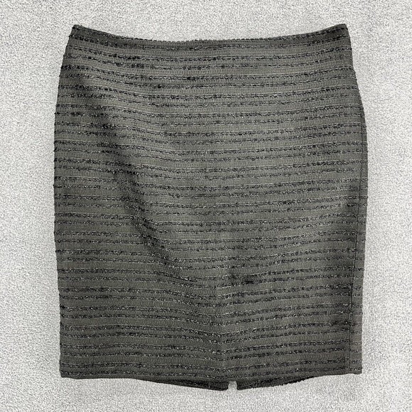 Forever 21 Tweed Mini Skirt womens Size 10 Black Pencil Stripe lined open back - Picture 1 of 12